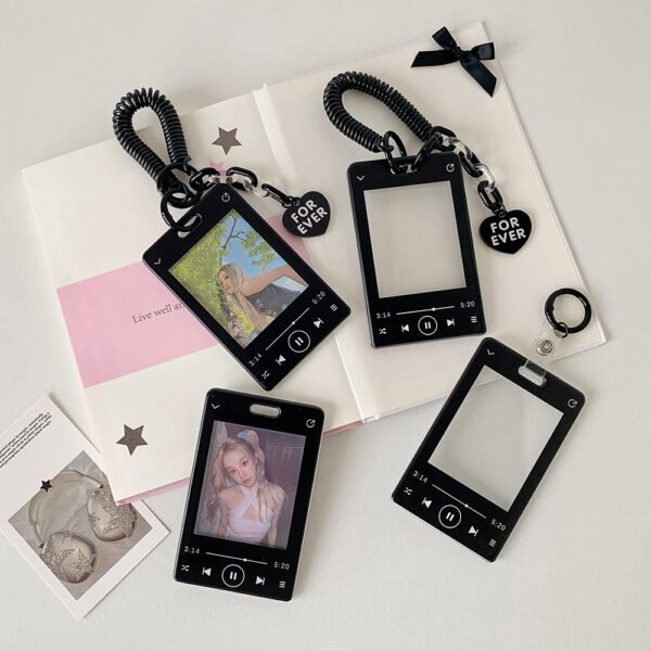 Me2U|Music Player - Themed Photocard Keychain Holder with "FOR EVER" Charm