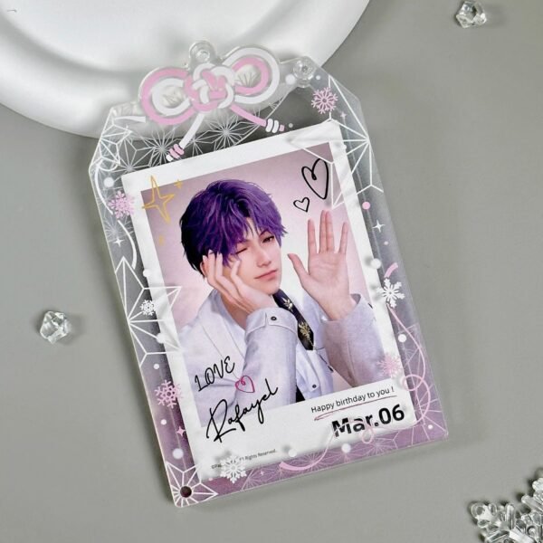 Me2U|Snowflake & Bow - Accented Acrylic Card Holder for Polaroid/Small Cards