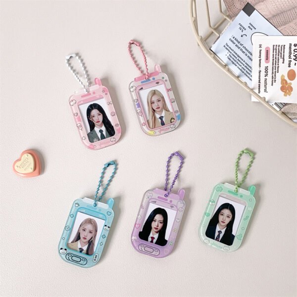 Me2U|Mini Cartoon Phone - Shaped Photocard Keychain Holder