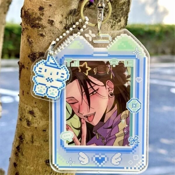 Me2U|Pixel - Art Themed Acrylic Card Holder with Robot Charm