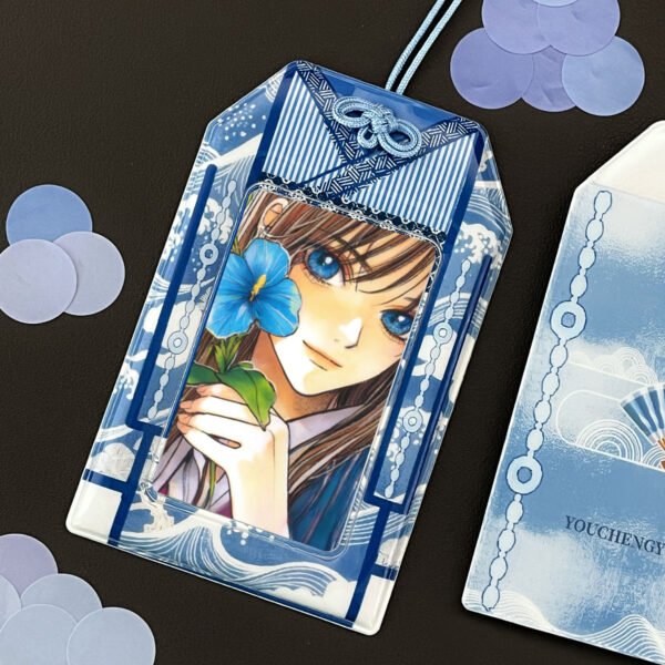 Me2U|Japanese Omamori - Themed Blue - and - White Wave Photocard Holder