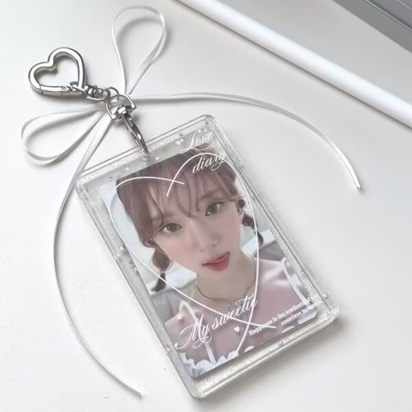 Me2U|Glittery Heart - Accented Clear Acrylic Card Holder with Ribbon Bow