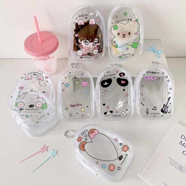 Me2U |Transparent Cartoon PVC Doll Display & Storage Pouch