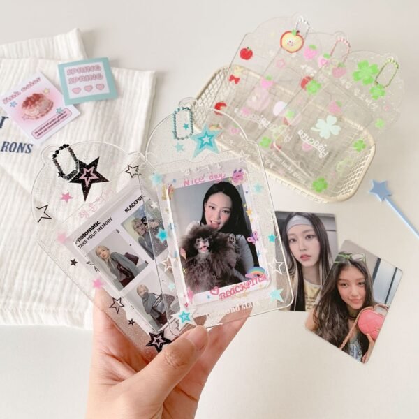 Me2U|Glittery Transparent PVC Photocard & 3 - Inch Polaroid Display Charm Case