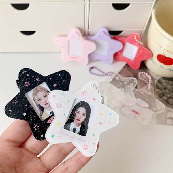 Me2U|Glittery Star - Shaped Acrylic Photo Card Holder Keychain