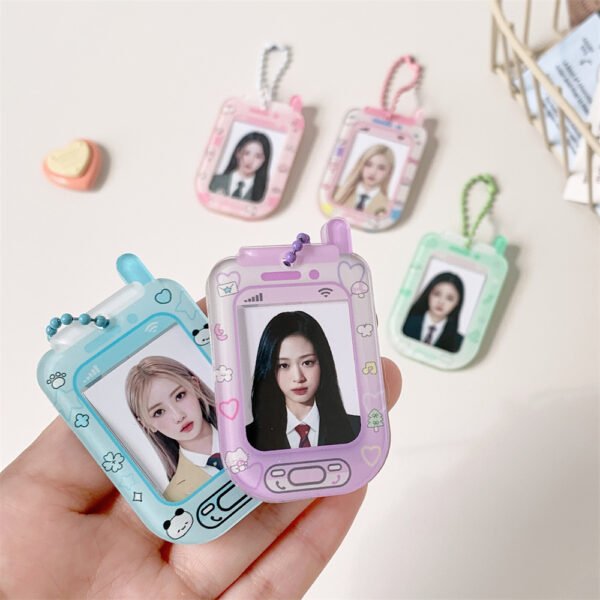 Me2U|Cartoon Mini Phone - Shaped Acrylic Photo Card Holder Keychain