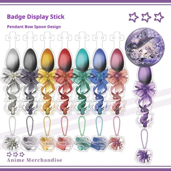 Me2U|Pendant Bow - Adorned Spoon - Shaped Anime Badge Display Stick with Gradient Colors