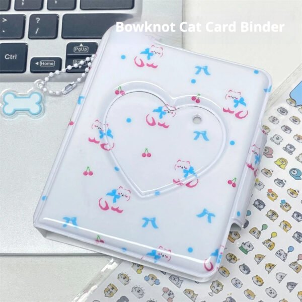 Me2U|Bow & Kitten-Themed Heart Window Card Binder Album