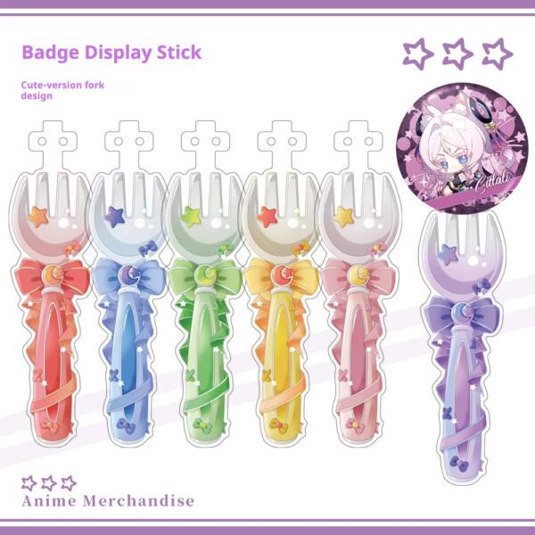 Me2U|Cute - Version Fork - Shaped Anime Badge Display Stick with Star & Bow Details