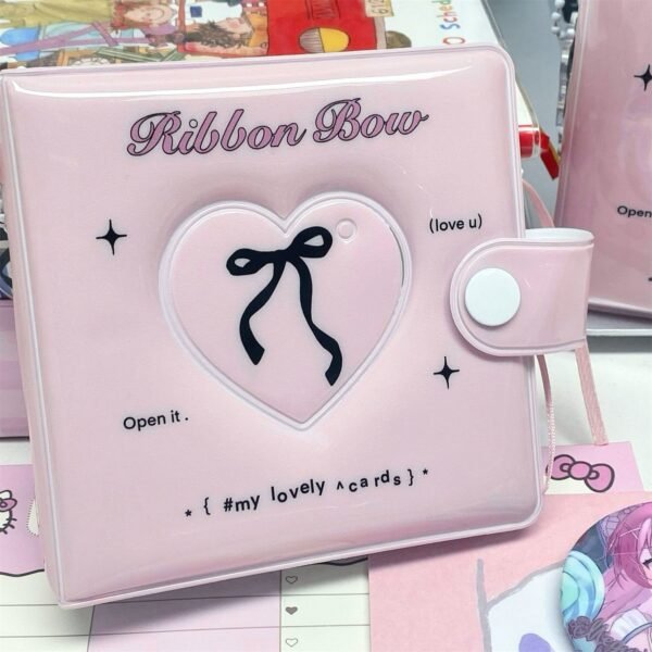 Me2U|Bow & Heart Shaped Pink Card Binder Album