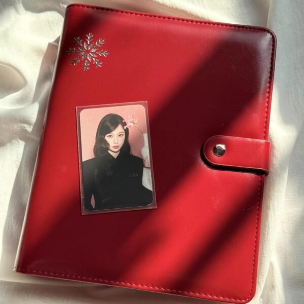 Me2U|Red Leather Snowflake-Accented Card Binder Album (shell only)