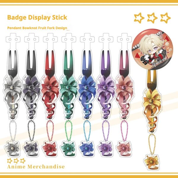 Me2U|Pendant Bow - Adorned Fruit Fork - Shaped Anime Badge Display Stick