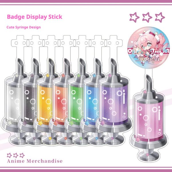 Me2U|Cute Syringe - Shaped Anime Badge Display Stick with Starry Bubble Details