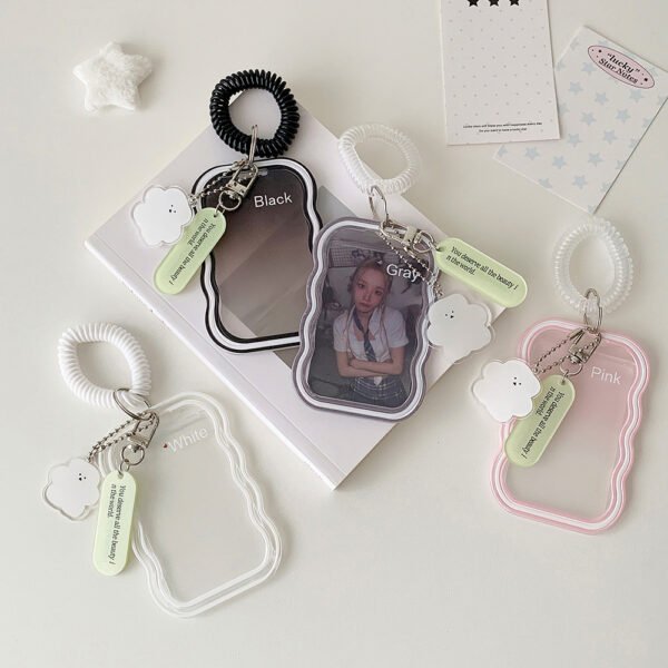 Me2U|Cloud Charm - Adorned Wavy - Edge Card Holder with Coil Keychain