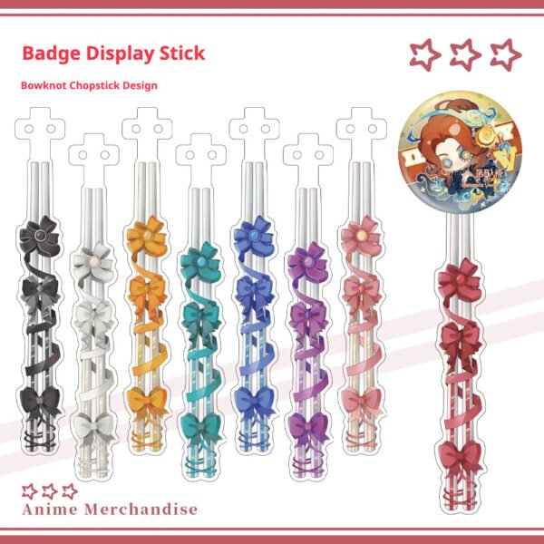 Me2U|Bow - Adorned Chopstick - Shaped Anime Badge Display Stick with Multi - Layered Bows